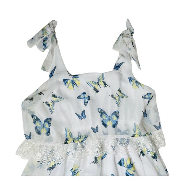 NEW Disney Alice Through The Looking Glass White Dress Blue Butterfly Lace Sz S - Picture 3 of 6